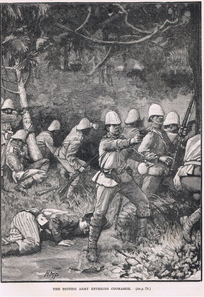 The British Army entering Comassie, illustration from Cassell